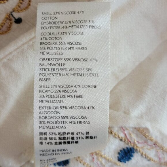 Anthropologie S Boho Straight Wide Leg Capri Floral Embroidered Cropped Pants - Picture 16 of 16